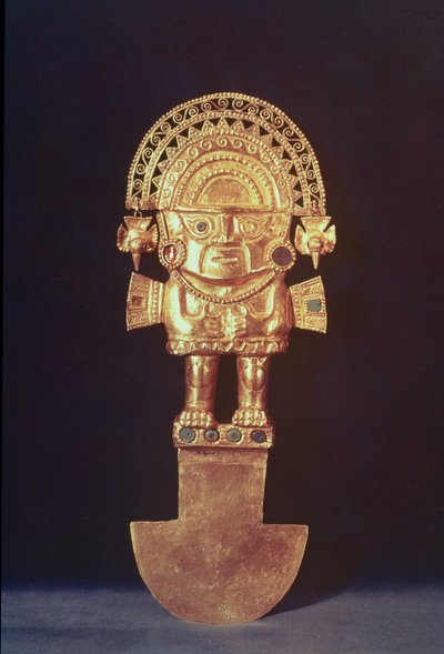 Tumi or ceremonial knife in the shape of Naylamp, Chimu by Pre Columbian